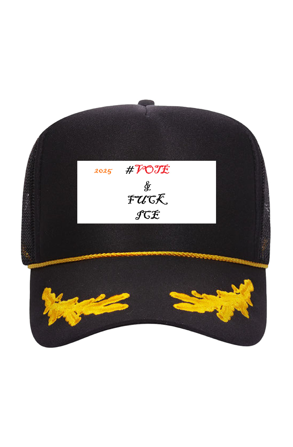 Gold Leaf Crown Trucker Hat % goes to victims families "ICE"