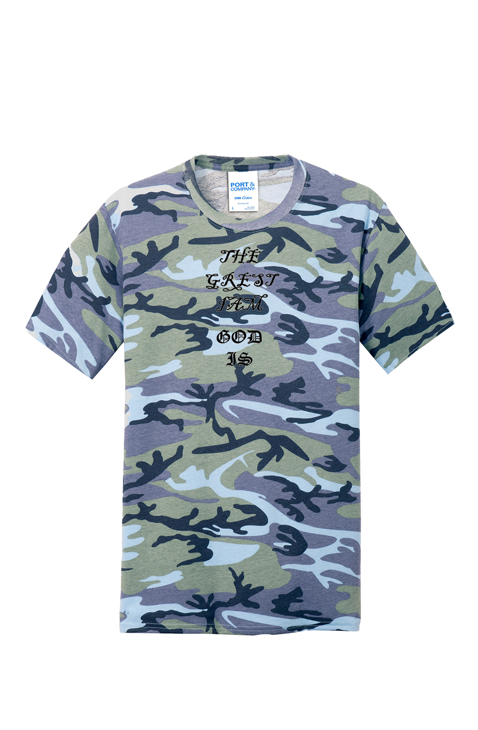 Core Cotton Camo Tee God is - THE GREAT I AM